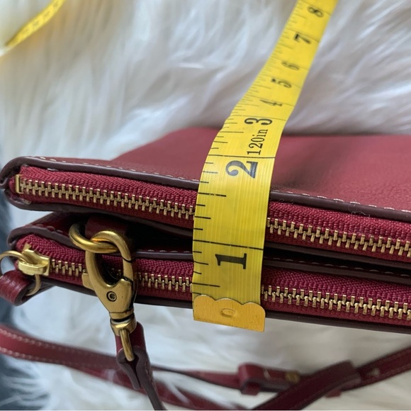 Fossil Crossbody Bag Burgundy/Red Cow Hide Leather - Picture 14 of 14